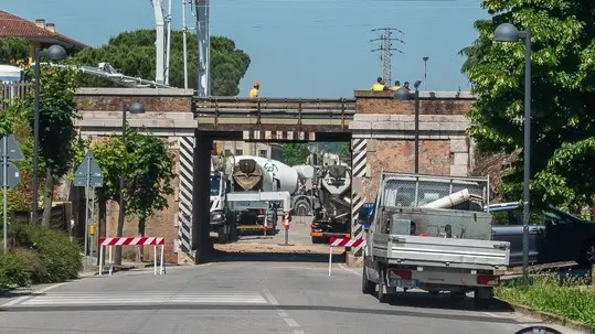 Monselice (PD), 1 giugno 2019. Cantiere sottopasso ferroviario via Valli a Monselice. Nella foto:
