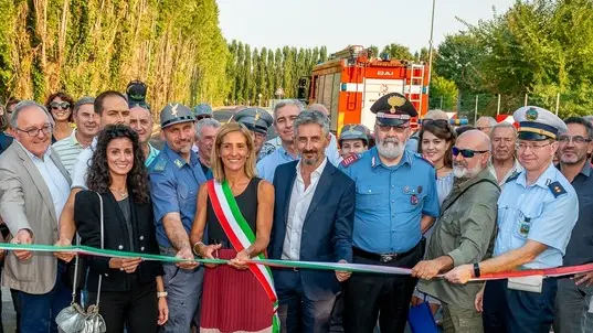 Monselice (PD), 16 settembre 2019. Inaugurazione bretella ex Italcementi in via Valli a Monselice. Nella Foto: un momento del taglio del nastro