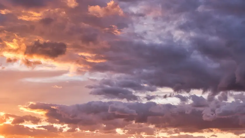 Overcast sky with clouds at sunset. Montejurra mountain area, Navarre, Spain, Europe.