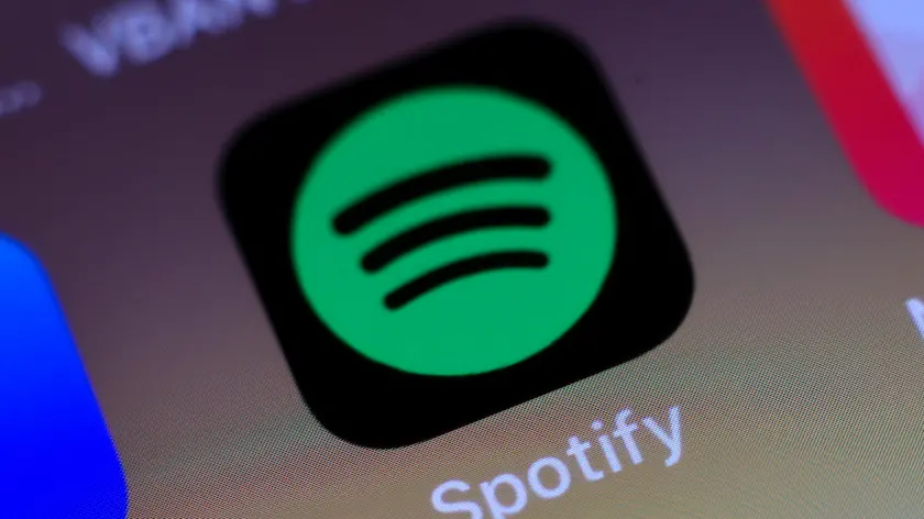epa08573688 The logo of music streaming company Spotify is pictured on a smartphone in Taipei, Taiwan, 30 July 2020. The Stockholm-based company released its second quarter revenue results on 29 July 2020. EPA/RITCHIE B. TONGO
