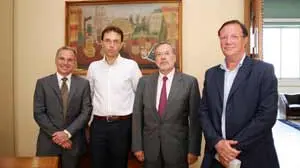 Da sinistra Scrimin, il ricercatore Mancin, Zaccaria e Bozio