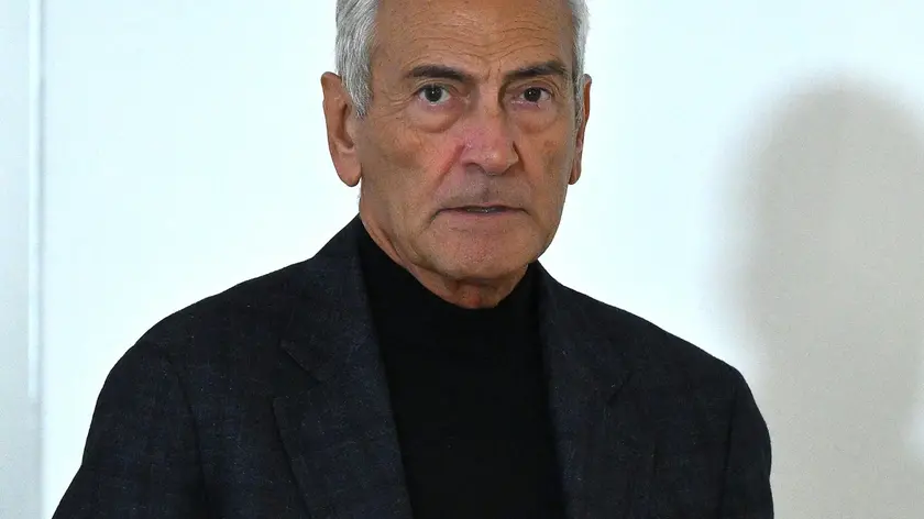 Italian Soccer Federation (FIGC) President Gabriele Gravina attends a press conference at Olimpico stadium in Rome, Italy, 09 October 2024. Italy face Belgium in a UEFA Nations League soccer match on 10 October 2024 in Rome. ANSA/ETTORE FERRARI