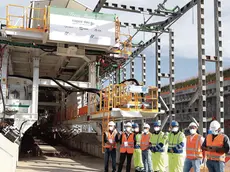 Il ministro delle Infrastrutture e dei Trasporti, Paola De Micheli, all'apertura dei lavori per l'Alta Velocità a Lonato (Brescia), 05 ottobre 2020. ANSA/ Filippo Venezia