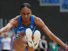 epa11403424 Larissa Iapichino of Italy in action during the women Long Jump qualification, at the European Athletics Championships 2024 in Rome, Italy, 11 June 2024. EPA/CLAUDIO PERI