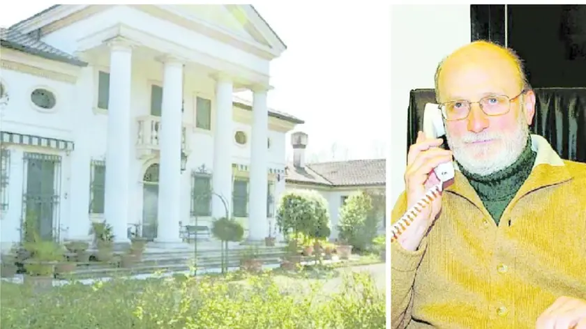 La maestosa villa neo palladiana in via Gerla a Codiverno di Vigonza, a destra l’ingegner Luigi Endrizzi