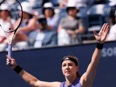 epa11585094 Karolina Muchova of the Czech Republic celebrates after defeating Beatriz Haddad Maia of Brazil during their quarterfinals match of the US Open Tennis Championships at the USTA Billie Jean King National Tennis Center in Flushing Meadows, New York, USA, 04 September 2024. The US Open tournament runs from 26 August through 08 September. EPA/CJ GUNTHER