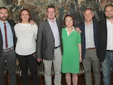 BELLUCO PRESENTAZIONE NUOVA GIUNTA COMUNALE PIOVE DI SACCO da sx sartori,ranzato,gianella,pizzo,cesarato,carnio