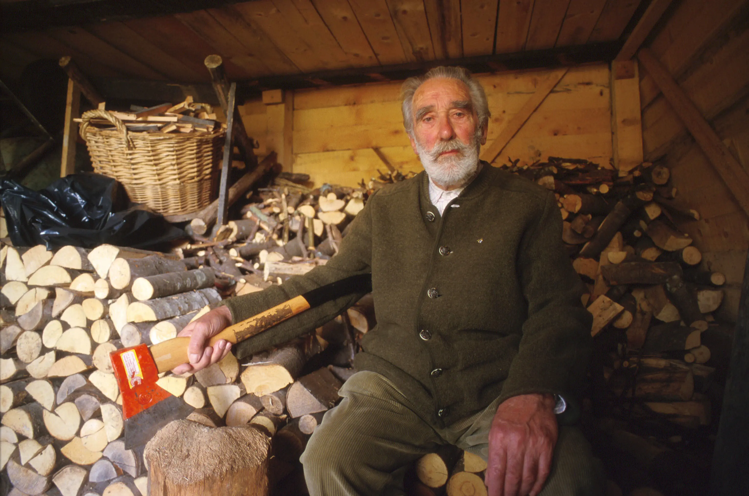 Mario Rigoni Stern, Italian writer, at his cottage in Asiago, near Venice, 1998