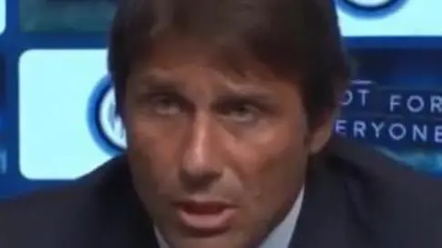 L'allenatore dell'Inter Antonio Conte con l'AD dell'Inter Giuseppe Marotta durante la conferenza stampa di presentazione a Milano, 7 luglio 2019. ANSA/TV EDITORIAL USE ONLY NO SALES