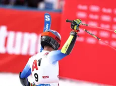 epa11686880 Luca De Aliprandini of Italy reacts during the second run of the Men Giant Slalom race at the FIS Alpine Skiing World Cup in Soelden, Austria, 27 October 2024. EPA/ANNA SZILAGYI