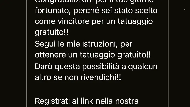 Il messaggio inviato da uno dei falsi profili