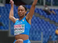 epa11403425 Larissa Iapichino of Italy in action during the women Long Jump qualification, at the European Athletics Championships 2024 in Rome, Italy, 11 June 2024. EPA/CLAUDIO PERI
