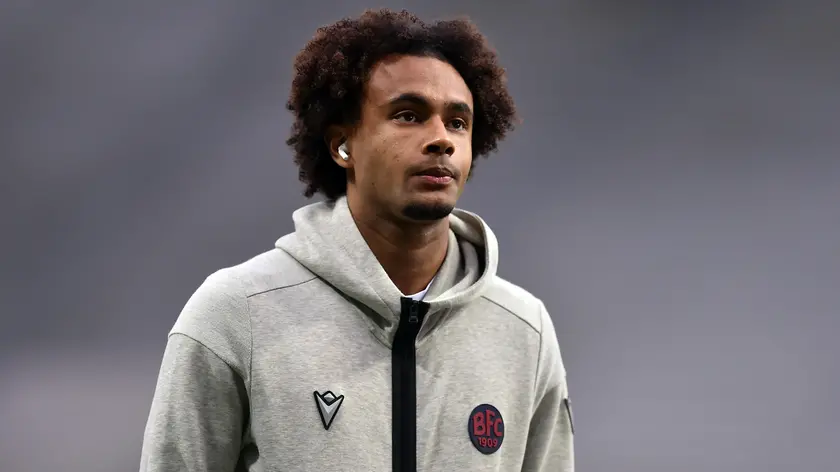 Bologna's Joshua Zirkzee during the Italian Serie A soccer match Atalanta BC vs Bologna FC at the Gewiss Stadium in Bergamo, Italy, 3 March 2024. ANSA/MICHELE MARAVIGLIA