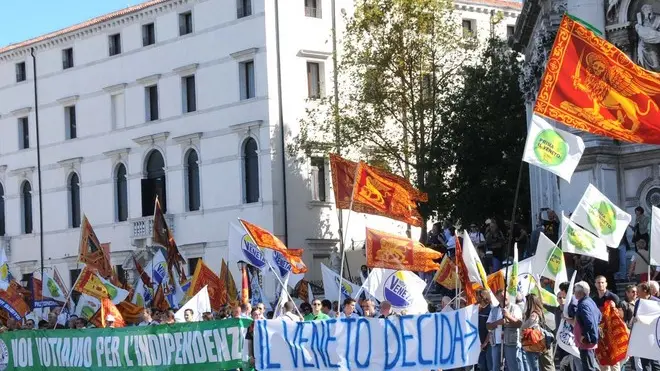 Interpress/Mazzega Pellicani Venezia, 17.09.2013.- Manifestazione Indipendenza Veneta.- Nella foto alla Salute