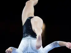 epa07905818 Asia Damato of Italy competes in the Balance beam women's Team Final at the FIG Artistic Gymnastics World Championships in Stuttgart, Germany, 08 October 2019. EPA/DANIEL KOPATSCH