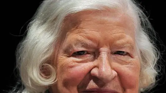 epa04505816 (FILE) A file picture dated 08 March 2013 shows British author Phyllis Dorothy James on stage during a reading of her book 'Death Comes to Pemberley' at the literary festival Lit.Cologne, in Cologne, Germany. According to media reports, James has died at the age of 94 at her home in Oxford, Britain, on 27 November 2014. EPA/HENNING KAISER
