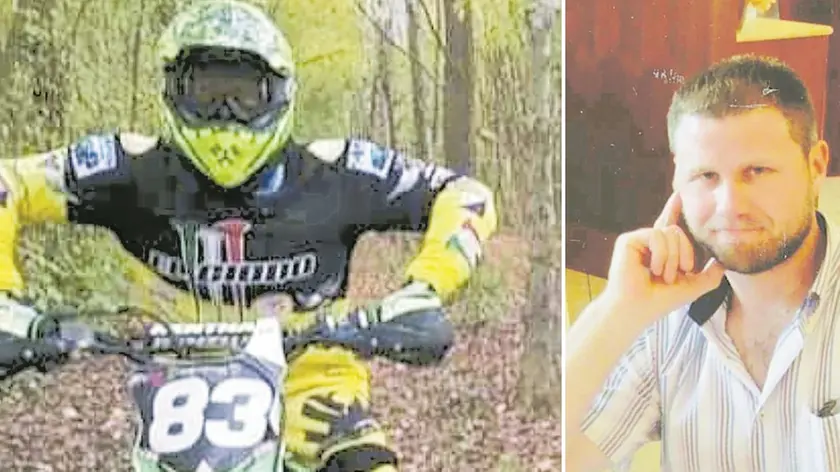 Due immagini di Andrea Binotto, 39 anni. A sinistra in sella alla sua moto. La sorella: «Un atleta»