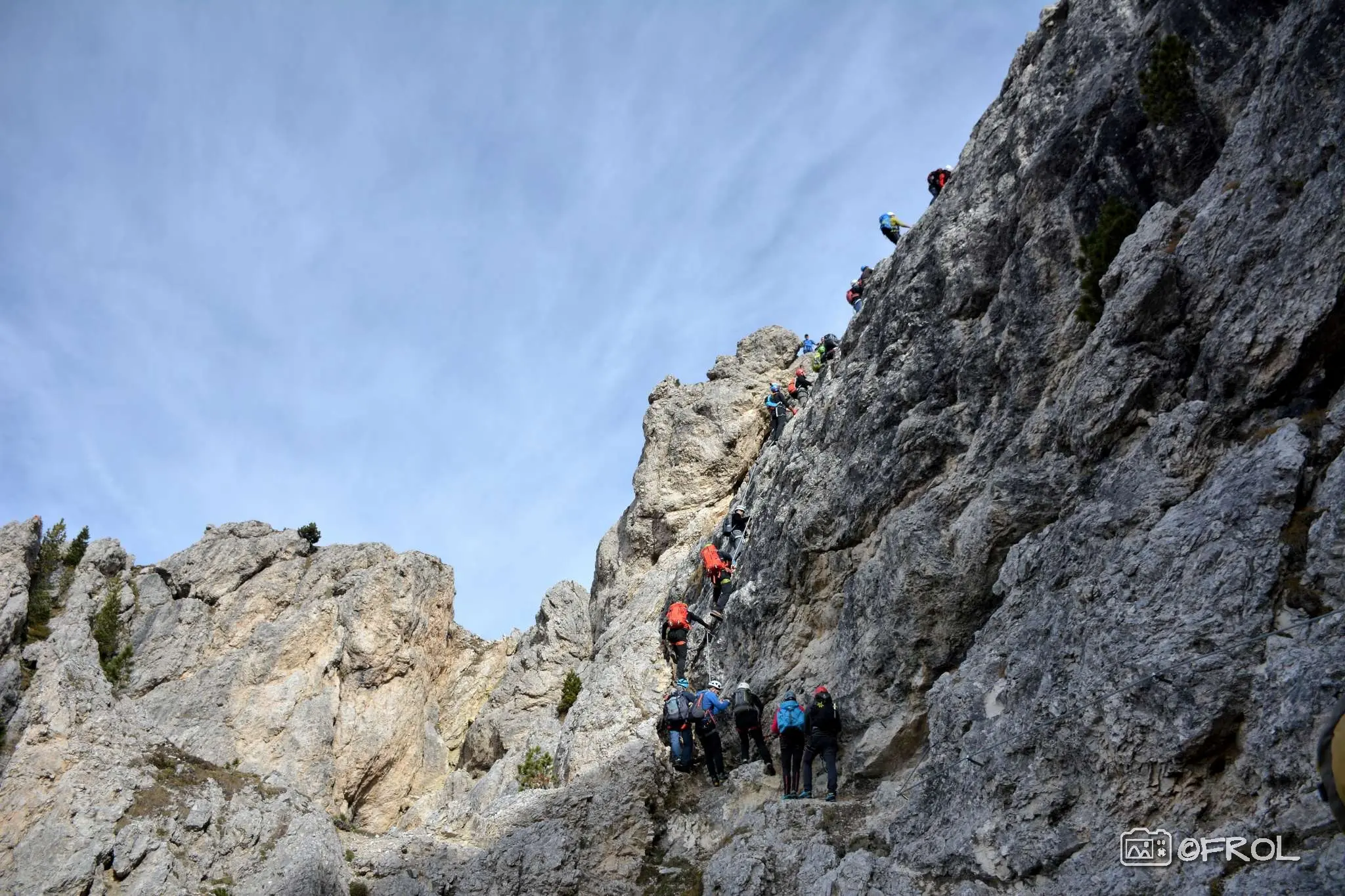 Una ferrata sul Sass de Stria (foto archivio)