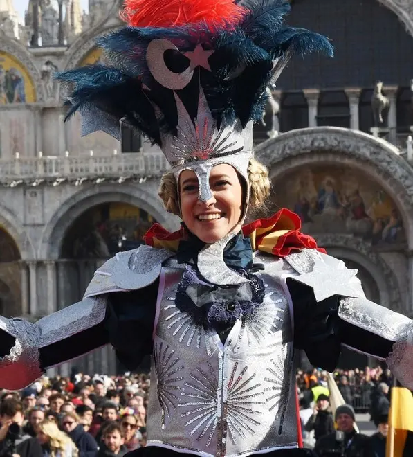Interpress\M.Tagliapietra Venezia 24.02.2019.- Carnevale. Piazza San Marco. Volo dell'Angelo Guerriero Micol Rossi