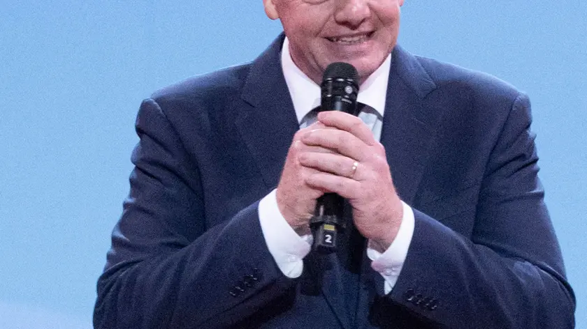 epa11496152 FIFA President Gianni Infantino addresses the Sport for Sustainable Development Summit ahead of the Paris Olympic games, at the Carroussel du Louvre in Paris, France, 25 July 2024. The Summit aims to mobilize the public and private sectors around the values of sport and financing for development, and to support the Paris Agreement on Sport and Sustainable Development, which consists of 10 commitments. EPA/ANDRE PAIN / POOL