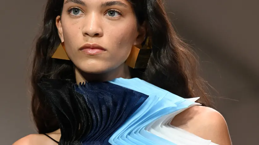 A model presents a creation by Missoni during the Milan Fashion Week Spring/Summer 2025 Women collections , in Milan, Italy, 20 September 2024. The Milano Moda Donna SS 2025 runs from 17 to 23 September.. ANSA/DANIEL DAL ZENNARO