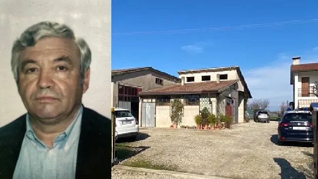 Antonio Inglesi, 80 anni, è morto pottanto gli ulivi nel giardino della sua abitazione (foto a fianco)
