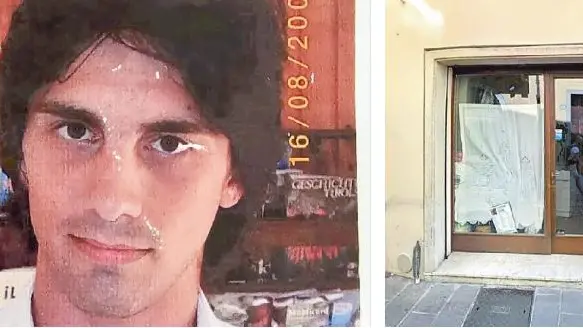 Matteo Garbisi, morto d’infarto a Playa del Carmen, dove viveva; a destra il negozio di pulitura di via Santa Lucia, chiuso un paio d’anni fa