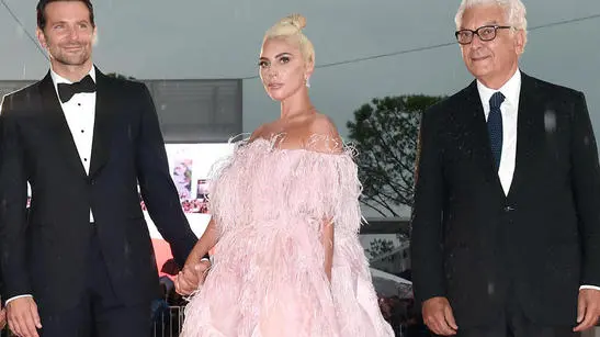 31/08/2018 Venezia, 75 Mostra Internazionale d' Arte Cinematografica. Red carpet del film A Star is born, nella foto Alberto Barbera, il regista Bradley Cooper con Lady Gaga e Paolo Baratta