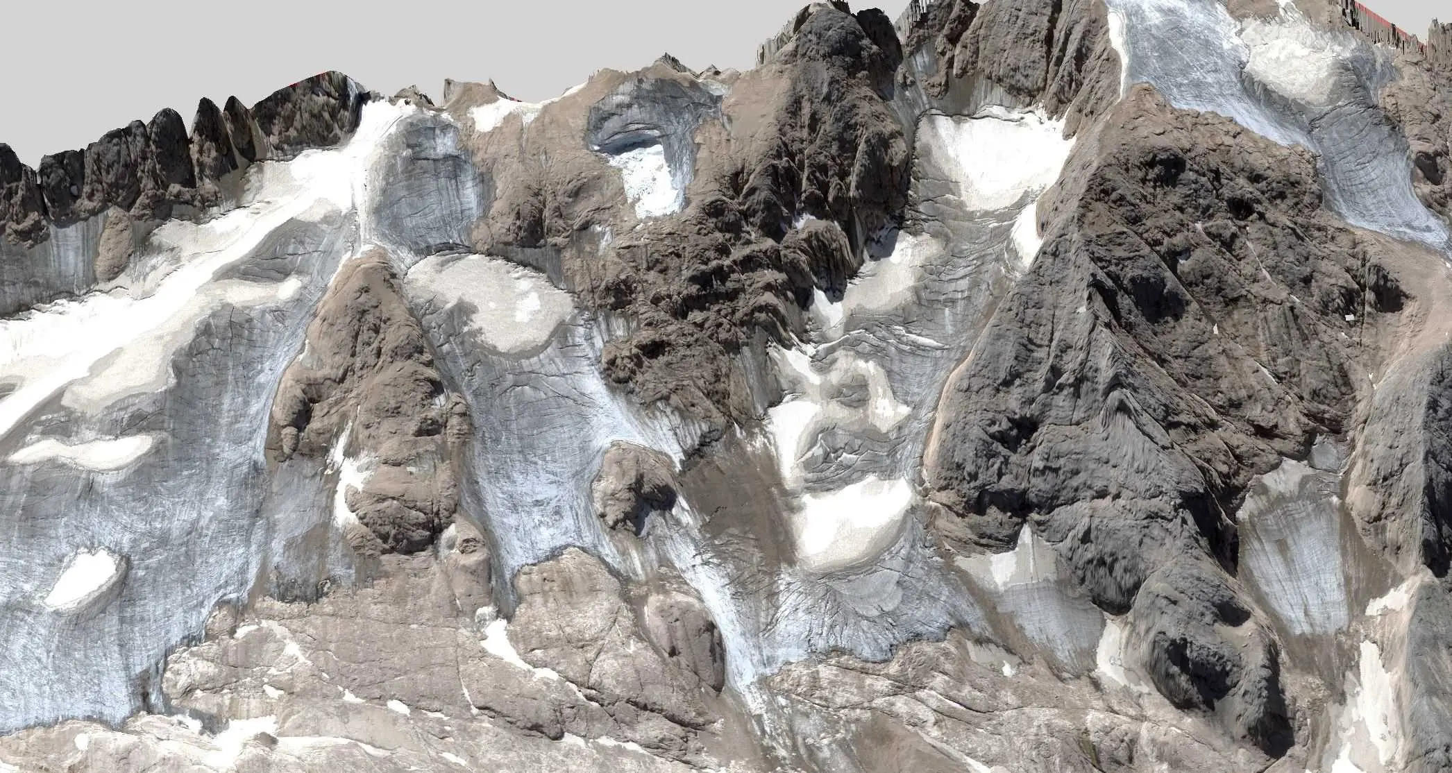 L'area del ghiacciaio sotto Punta Penia
