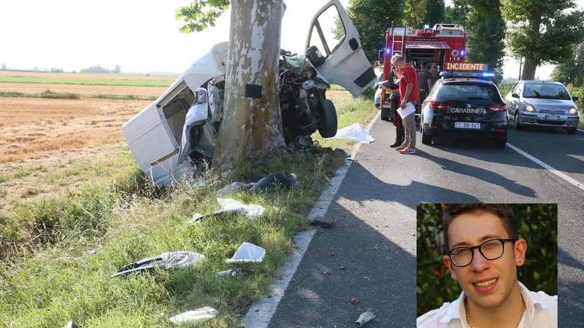 La scena del tragico incidente e la vittima, il 24enne Nicolas Lazzarini