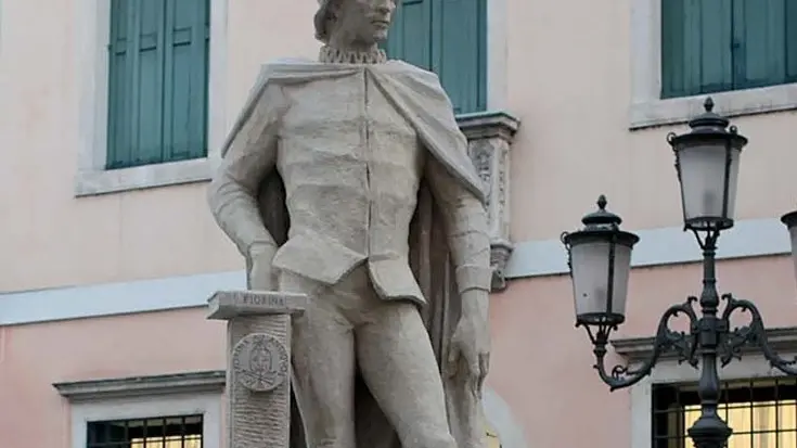 TOME' - AGENZIA BIANCHI - PADOVA - STATUA DEL RUZANTE SPOSTATA DAVANTI AL VERDI