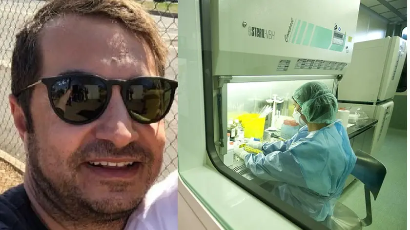Un infermiera al lavoro nel laboratorio di analisi batteriologiche dell'ospedale Spallanzani di Roma in una foto di archivio ANSA/ GUIDO MONTANI /