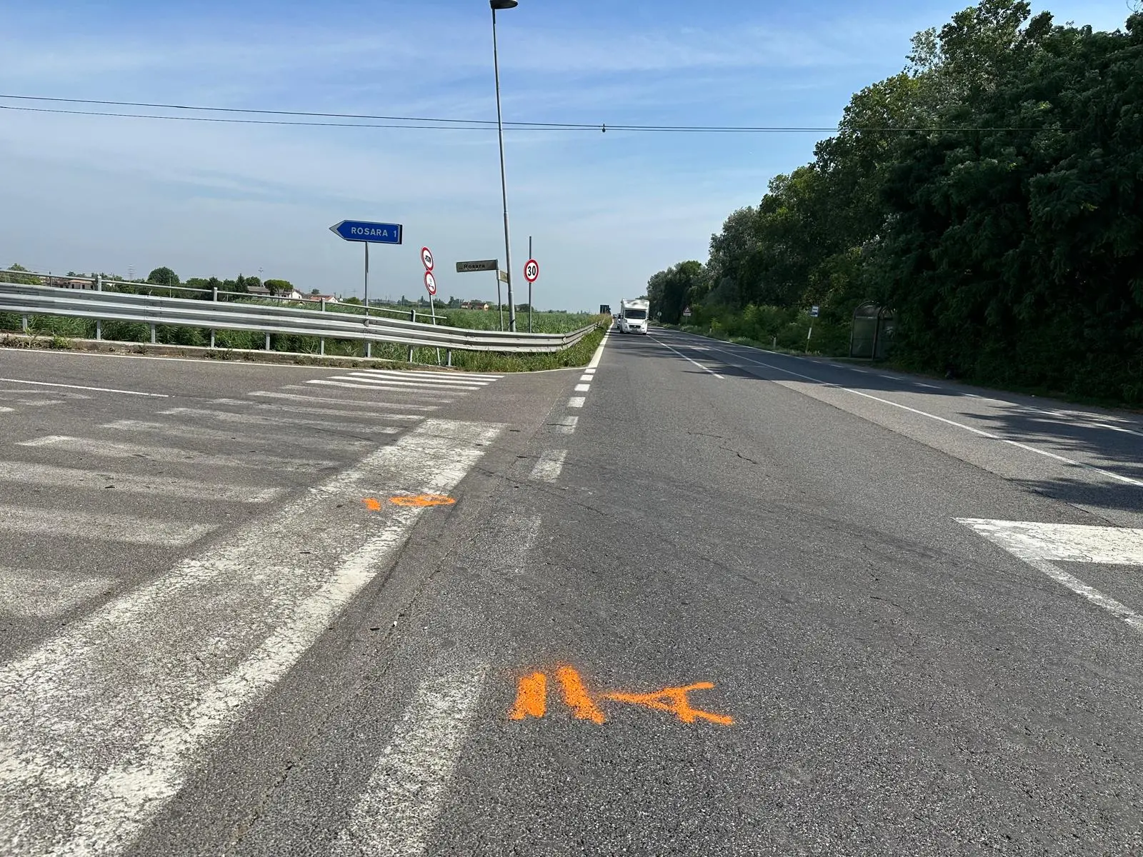 Il luogo dell'incidente costato la vita a Giovanni Luca Lomartire