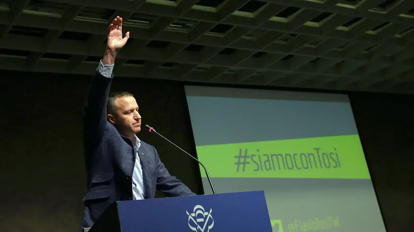 Flavio Tosi nel corso della convention della sua fondazione "Ricostruiamo il Paese", in fiera a Verona, 14 marzo 2015. ANSA/ FILIPPO VENEZIA