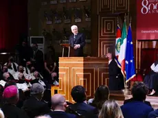 Mattarella durante il suo discorso (foto Bianchi)