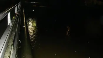 Il canale Brentella sotto il ponte di via dei Colli a Brusegana alle 2 (foto di Gianni Berno)