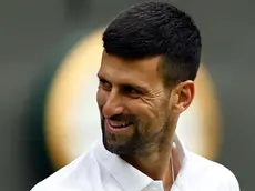 epa11474941 Novak Djokovic of Serbia reacts during the Men's semifinal match against Lorenzo Musetti of Italy at the Wimbledon Championships, Wimbledon, Britain, 12 July 2024. EPA/TOLGA AKMEN EDITORIAL USE ONLY