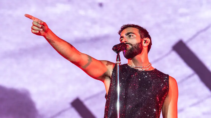 Italian singer Marco Mengoni performs on stage during his concert at the Olimpico stadium in Turin, Italy, 05 July 2023. ANSA/JESSICA PASQUALON