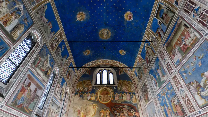 Una delle immagini del tour virtuale nella Cappella degli Scrovegni organizzato dal Comune di Padova, Haltadefinizione e il Sole 24 ORE. Ogni minimo dettaglio del grandioso ciclo pittorico, dipinto di Giotto fra il 1303 e il 1305, anche il più lontano e invisibile all? occhio del visitatore, sarà dal 17 novembre 2010 ?a portata di click? su www.ilsole24ore.com/scrovegni e www.haltadefinizione.com. ANSA / HALTADEFINIZIONE.COM +++NO SALES - EDITORIAL USE ONLY+++