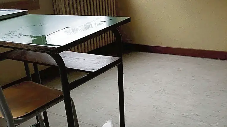 Le aule del Cornaro in cui si è infiltrata acqua a causa delle pioggia