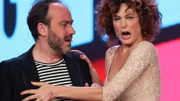 10/11/2014 Milano, trasmissione televisiva Zelig, nella foto Gianluca De Angelis, e Marta Zoboli