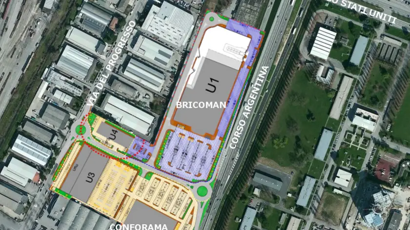 Il progetto del nuovo parco commerciale in zona industriale