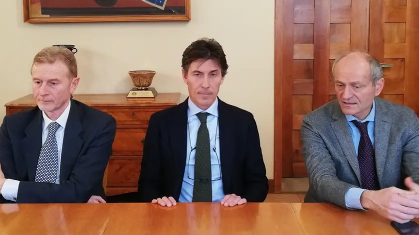 Da sinistra i professori Stefano Masiero, Maurizio Corbetta e Angelo Antonini dell'Università di Padova