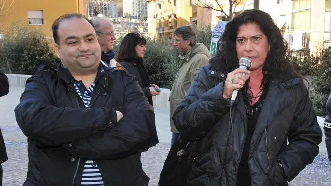 Francesco Belsito (s) e Rosy Mauro a Genova in una foto d'archivio del 2011. ANSAA/LUCA ZENNARO