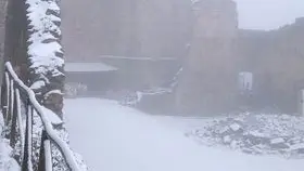 La neve attorno ai ruderi degli Olivetani