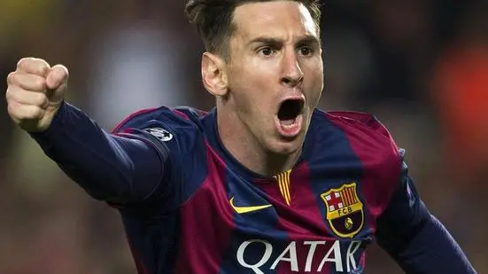 epa04735937 FC Barcelona's Argentinian striker Leo Messi jubilates his first goal against Bayern Munich during the UEFA Champions League semifinal first leg match between FC Barcelona and Bayer Munich at Nou Camp stadium in Barcelona, Spain, 06 May 2015. EPA/Alejandro Garcia EPA/Alejandro Garcia EPA/Alejandro Garcia