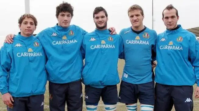 BARSOTTI.ALLENAMENTO U20 ITALIA RUGBY CENTRO GEREMIA GUIZZA.da sx Alex Morsellino, Leonardo Sarto, Federico Conforti, Cesare Berton, Andrea Bettin.