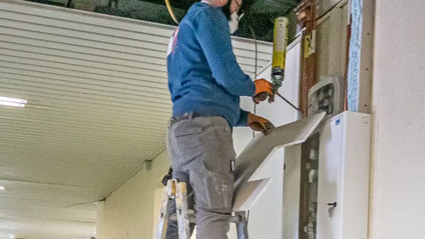 Monselice (PD), 16 marzo 2020.Lavori di ripristino del vecchio ospedale di Monselice. Nella foto: così appare il secondo piano del monoblocco.