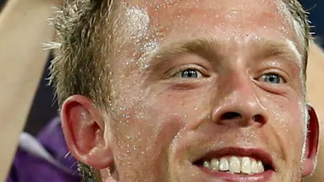 Denmark's Michael Krohn-Dehli (9) and teammates celebrate their 1-0 win during the Euro 2012 soccer championship Group B match between the Netherlands and Denmark in Kharkiv , Ukraine, Saturday, June 9, 2012. (AP Photo/Vadim Ghirda)