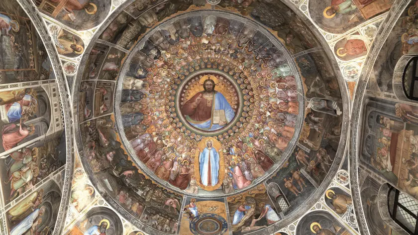 La volta del Battistero del Duomo di Padova con il famoso Paradiso parte del ciclo di affreschi di Giusto de’ Menabuoi